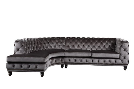 Atesis Sectional Sofa LV00337 Dark Gray Velvet | Acme - LV00337 - Home Elegance USA - 3