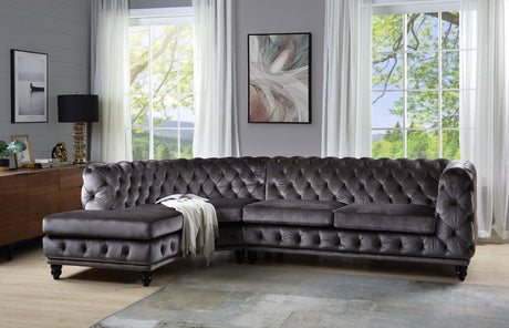 Atesis Sectional Sofa LV00337 Dark Gray Velvet | Acme - LV00337 - Home Elegance USA - 1