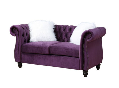 Acme - Thotton Loveseat W/2 Pillows LV00341 Purple Velvet