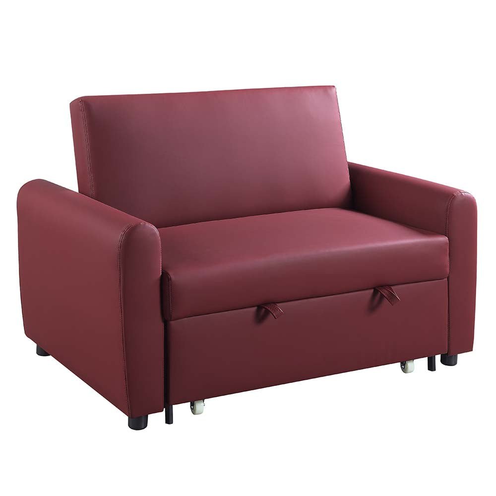 Caia Adjustable Sofa W/Sleeper LV00343 Red Fabric | Acme | Home Elegance USA