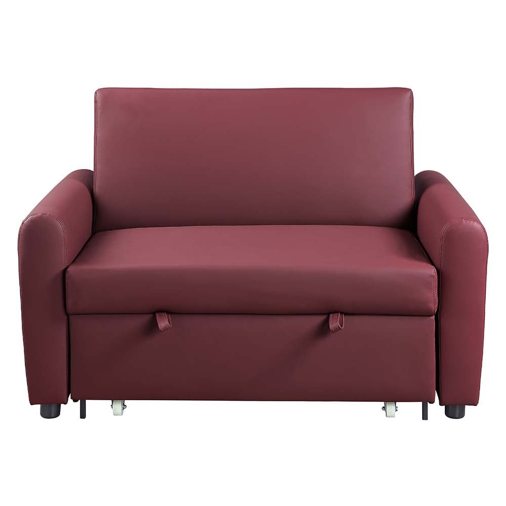 Caia Adjustable Sofa W/Sleeper LV00343 Red Fabric | Acme | Home Elegance USA