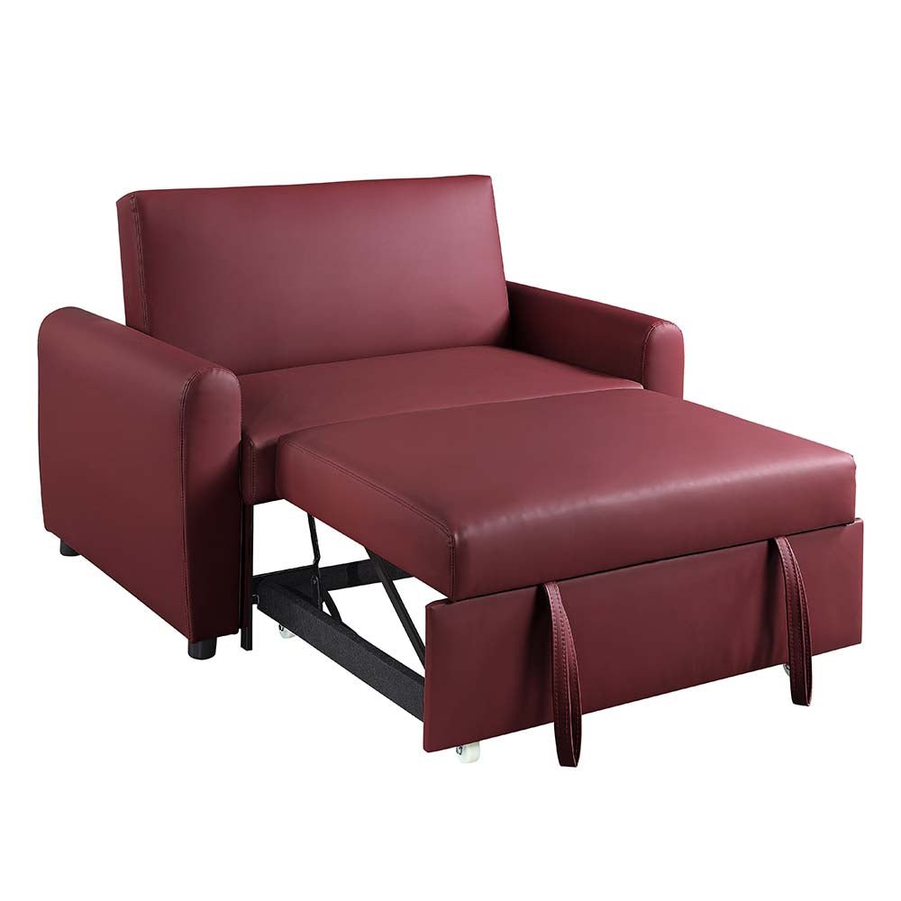 Caia Adjustable Sofa W/Sleeper LV00343 Red Fabric | Acme | Home Elegance USA