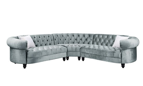 Acme - Qulan Sectional Sofa W/2 Pillows LV00344 Light Blue Velvet