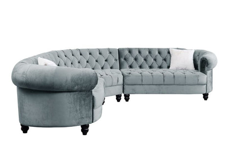 Acme - Qulan Sectional Sofa W/2 Pillows LV00344 Light Blue Velvet