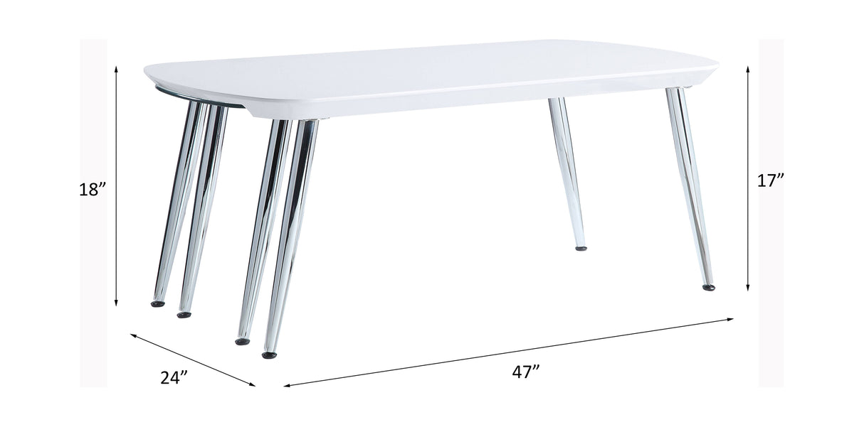 Acme - Patina Coffee Table LV00363 White & Chrome Finish