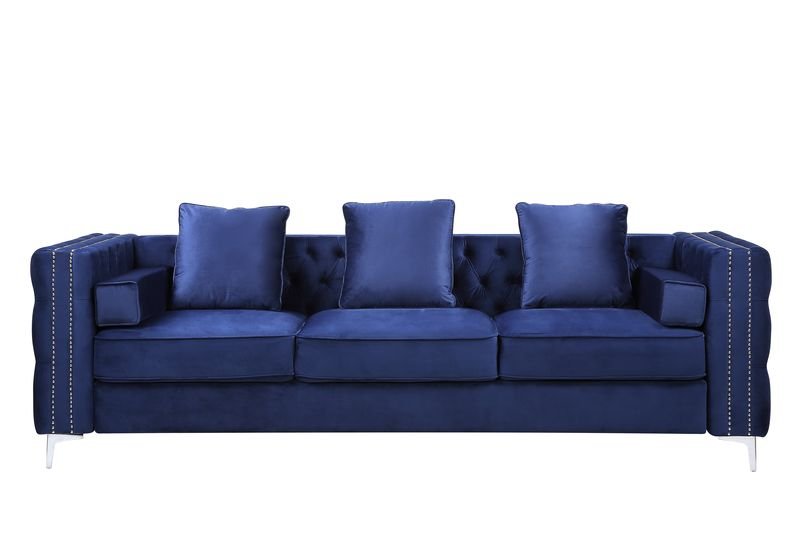 Bovasis Sofa W/5 Pillows LV00366 Blue Velvet | Acme | Home Elegance USA