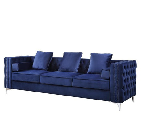 Bovasis Sofa W/5 Pillows LV00366 Blue Velvet | Acme | Home Elegance USA