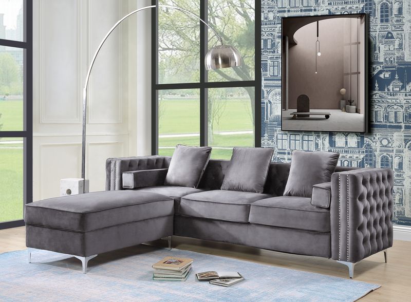 Bovasis Sofa W/5 Pillows LV00368 Gray Velvet | Acme | Home Elegance USA