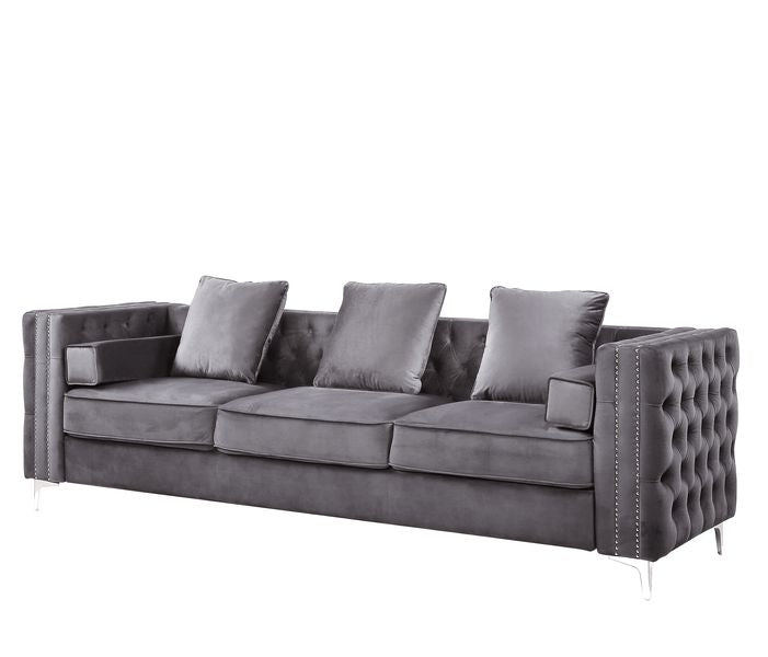 Acme - Bovasis Sofa W/5 Pillows LV00368 Gray Velvet