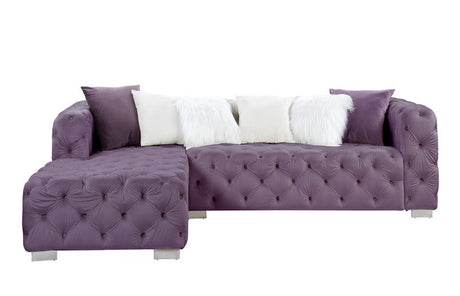 Acme - Qokmis Sectional Sofa W/6 Pillows LV00389 Purple Velvet