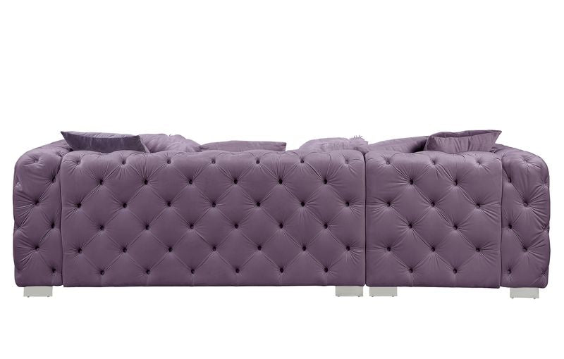 Acme - Qokmis Sectional Sofa W/6 Pillows LV00389 Purple Velvet