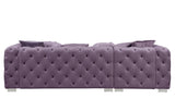 Acme - Qokmis Sectional Sofa W/6 Pillows LV00389 Purple Velvet