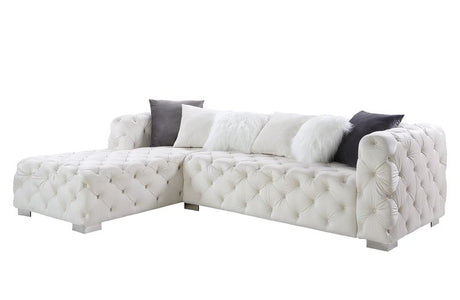 Acme - Qokmis Sectional Sofa W/6 Pillows LV00391 Beige Velvet