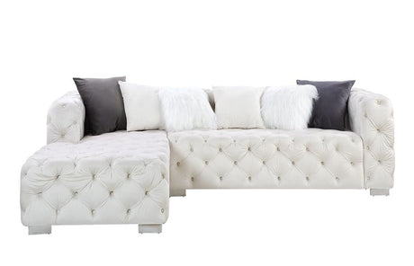 Acme - Qokmis Sectional Sofa W/6 Pillows LV00391 Beige Velvet