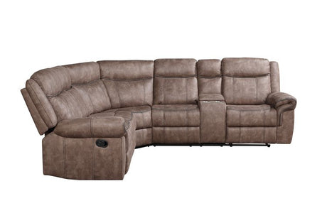 Acme - Dollum Motion Sectional Sofa LV00397 Two Tone Chocolate Velvet