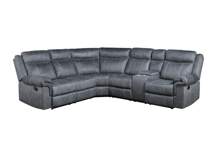 Acme - Dollum Motion Sectional Sofa LV00398 Two Tone Gray Velvet