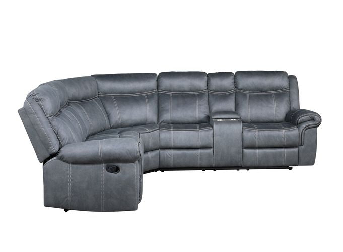 Acme - Dollum Motion Sectional Sofa LV00398 Two Tone Gray Velvet