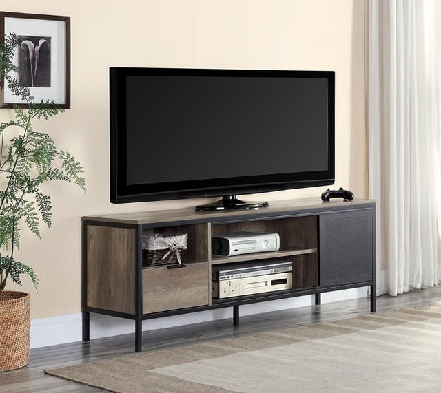 Acme - Nantan Tv Stand LV00404 Rustic Oak & Black Finish