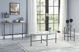 Acme - Brantley Coffee Table LV00435 Clear Glass & Sandy Gray Finish