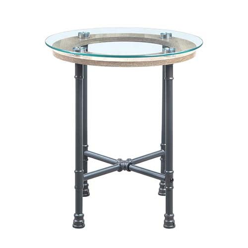 Brantley End Table LV00436 Clear Glass & Sandy Gray Finish | Acme - LV00436 - Home Elegance USA - 3