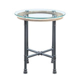 Acme - Brantley End Table LV00436 Clear Glass & Sandy Gray Finish