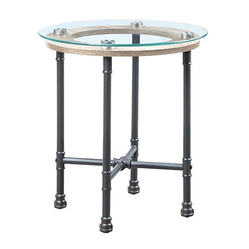 Brantley End Table LV00436 Clear Glass & Sandy Gray Finish | Acme - LV00436 - Home Elegance USA - 4