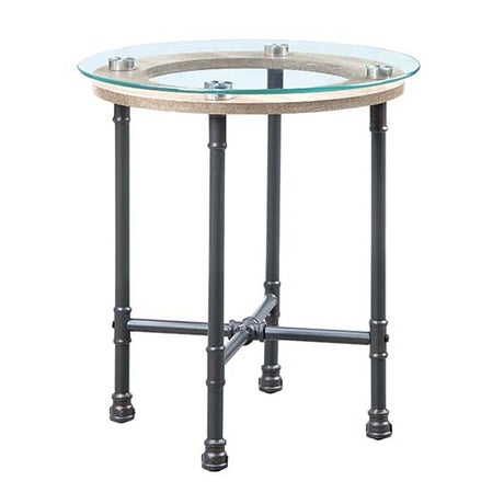 Acme - Brantley End Table LV00436 Clear Glass & Sandy Gray Finish