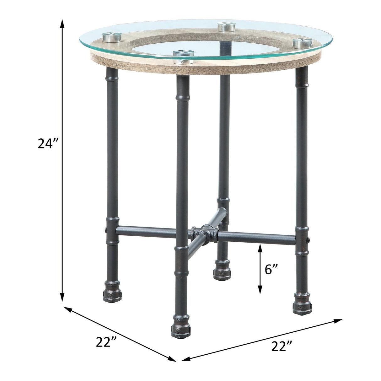 Brantley End Table LV00436 Clear Glass & Sandy Gray Finish | Acme - LV00436 - Home Elegance USA - 5