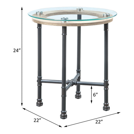 Acme - Brantley End Table LV00436 Clear Glass & Sandy Gray Finish