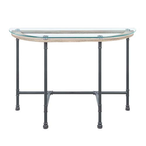 Acme - Brantley Sofa Table LV00437 Clear Glass & Sandy Gray Finish