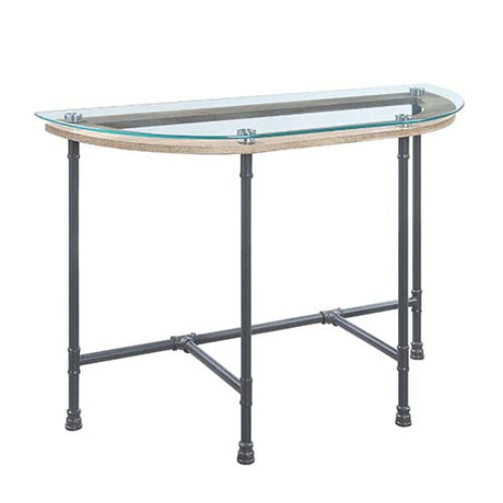 Acme - Brantley Sofa Table LV00437 Clear Glass & Sandy Gray Finish