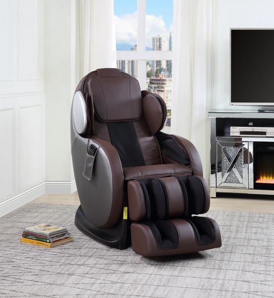 Acme - Pacari Massage Chair LV00569 Chocolate Synthetic Leather