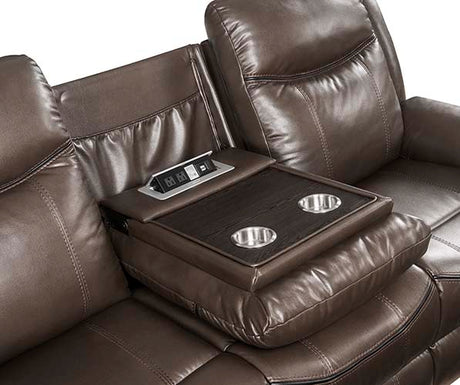 Acme - Lydia Motion Sofa W/USB LV00654 Brown Leather Aire