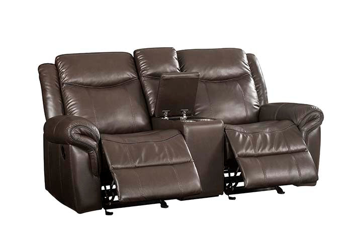 Acme - Lydia Motion Loveseat W/USB & Console LV00655 Brown Leather Aire