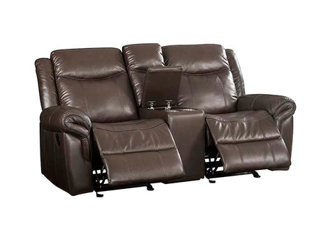 Acme - Lydia Motion Loveseat W/USB & Console LV00655 Brown Leather Aire