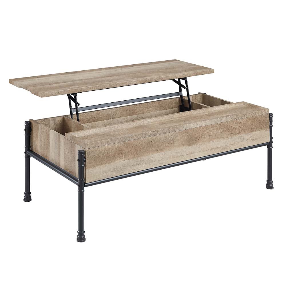 Brantley Coffee Table W/Lift Top LV00747 Oak & Sandy Black Finish | Acme - LV00747 - Home Elegance USA - 6