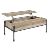 Acme - Brantley Coffee Table W/Lift Top LV00747 Oak & Sandy Black Finish