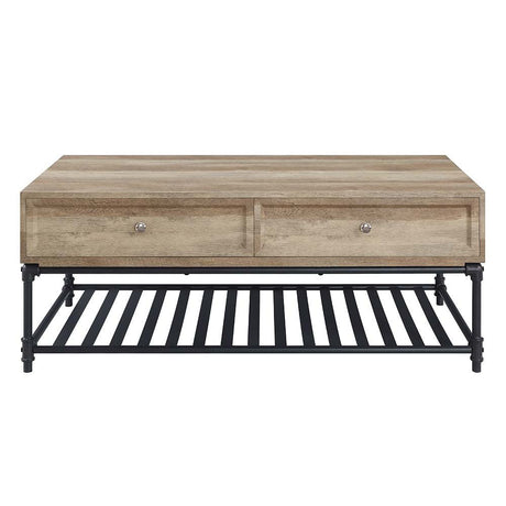 Brantley II Coffee Table LV00748 Oak & Sandy Black Finish | Acme | Home Elegance USA