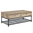 Brantley II Coffee Table LV00748 Oak & Sandy Black Finish | Acme | Home Elegance USA