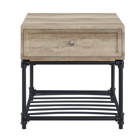 Acme - Brantley II End Table LV00749 Oak & Sandy Black Finish