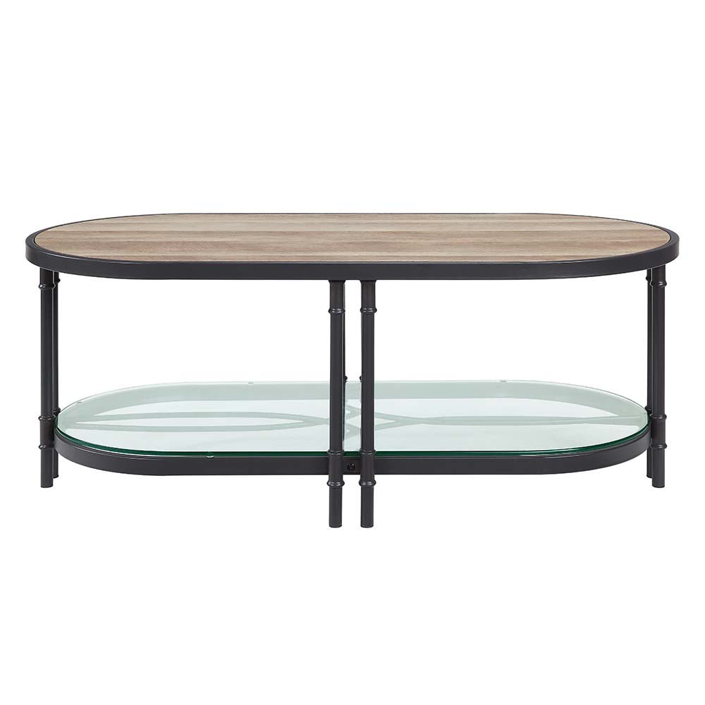 Brantley Coffee Table LV00751 Oak & Sandy Black Finish | Acme - LV00751 - Home Elegance USA - 2