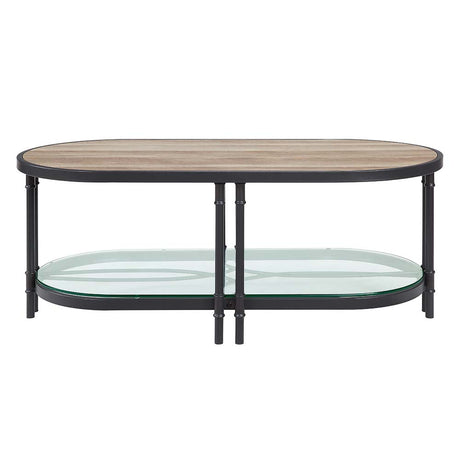 Acme - Brantley Coffee Table LV00751 Oak & Sandy Black Finish