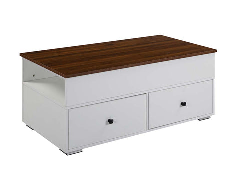 Acme - Raeden Coffee Table W/Lift Top LV00788 White & Walnut Finish