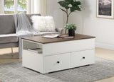 Acme - Raeden Coffee Table W/Lift Top LV00788 White & Walnut Finish