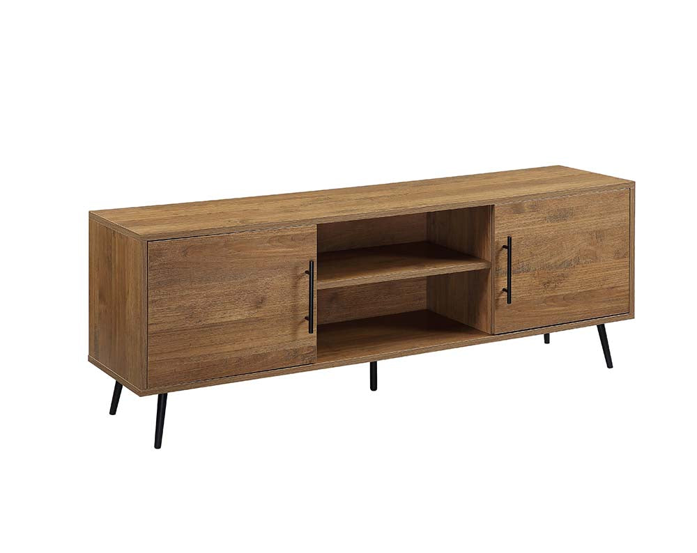 Acme - Wafiya Tv Stand LV00789 Rustic Wood & Black Finish