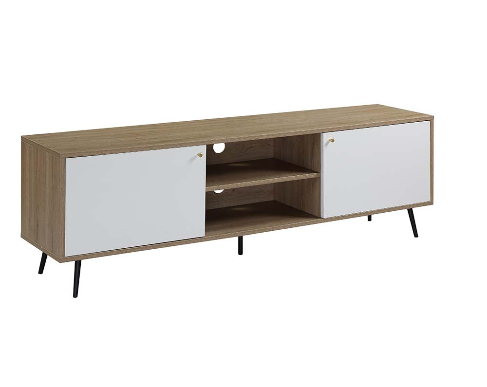 Acme - Wafiya Tv Stand LV00790 Rustic Oak, White & Black Finish