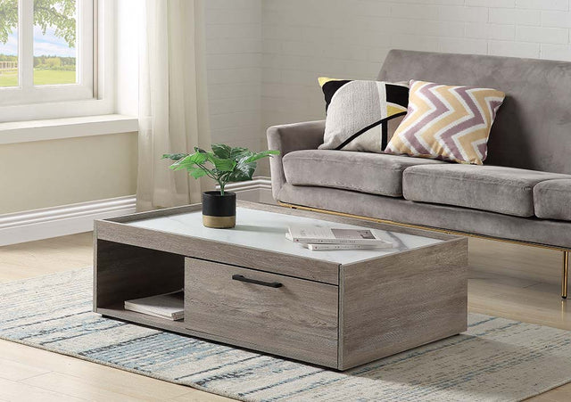 Acme - Walden Coffee Table LV00796 Faux Marble Top & Gray Oak Finish