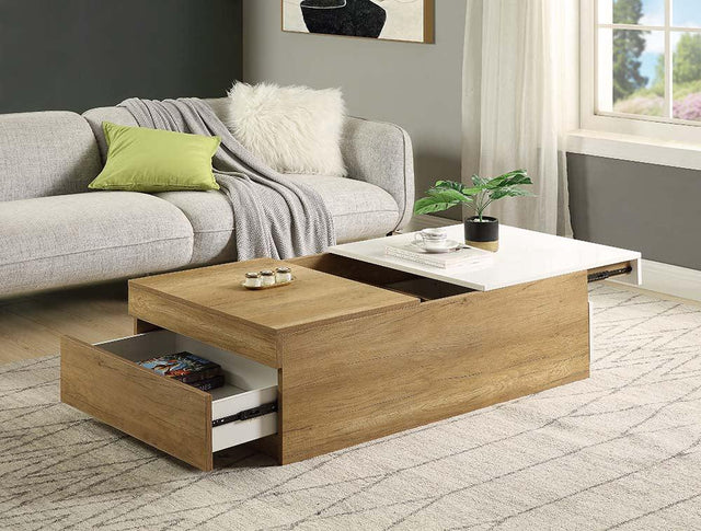 Acme - Aafje Coffee Table LV00797 Oak & White Finish