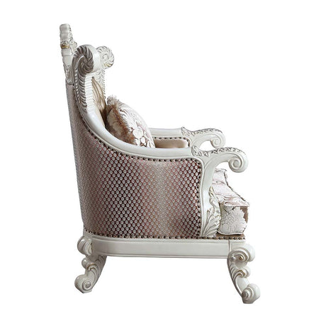 Acme - Vanaheim Chair W/Pillow LV00805 Fabric & Antique White Finish