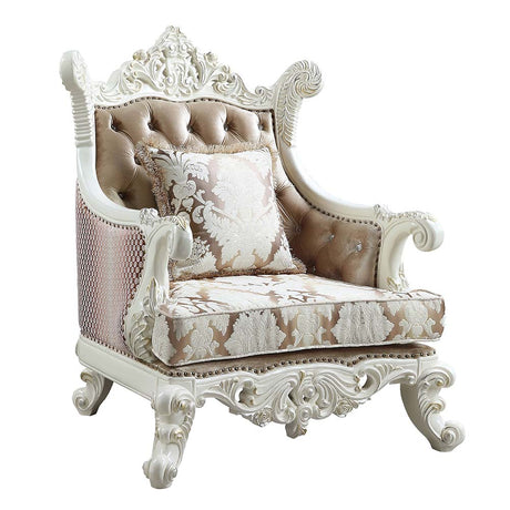 Acme - Vanaheim Chair W/Pillow LV00805 Fabric & Antique White Finish